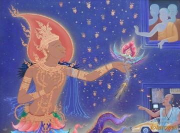 宗教的 Painting - 黒魔術は女神に逆らう CK仏教